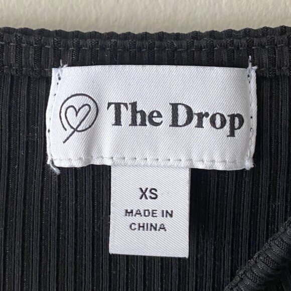 The Drop Jody Black Square Neck Fitted Rib Tank Top - Picture 3 of 9